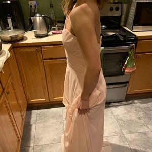 Only wore once brand new light pink, long and one shoulder dress.